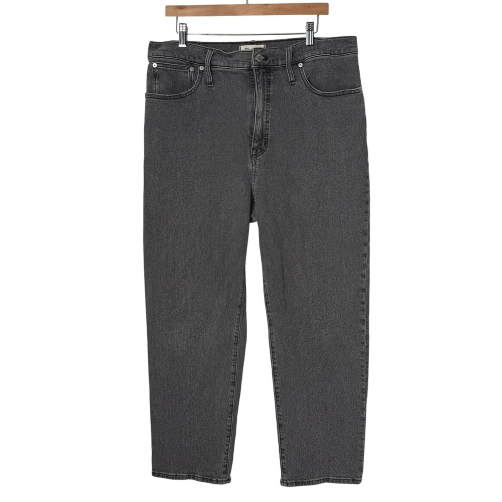 Madewell The Perfect Vintage Straight Jean Washed Black Denim Womens 33